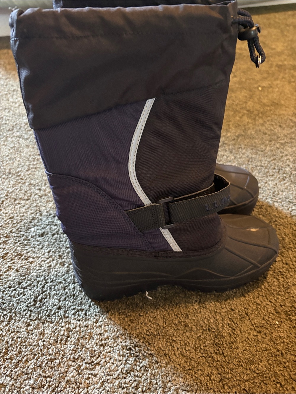 L.L. Bean Kids Navy Purple and Black Snow Boots